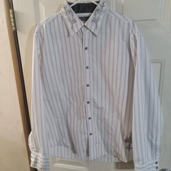 7 Diamonds Men's LS Metal Button Down Embroidered Western Shirt Size XXL - Picture 2 of 8